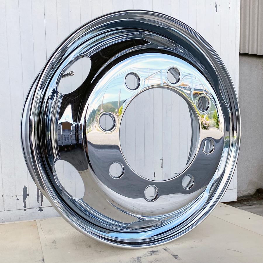 美品★【SSD 1.55インチ スチール 8穴ホイール（クローム）】TF2 アルミメッキホイール ISO 22.5x8.25 10穴 クロムメッキホイール