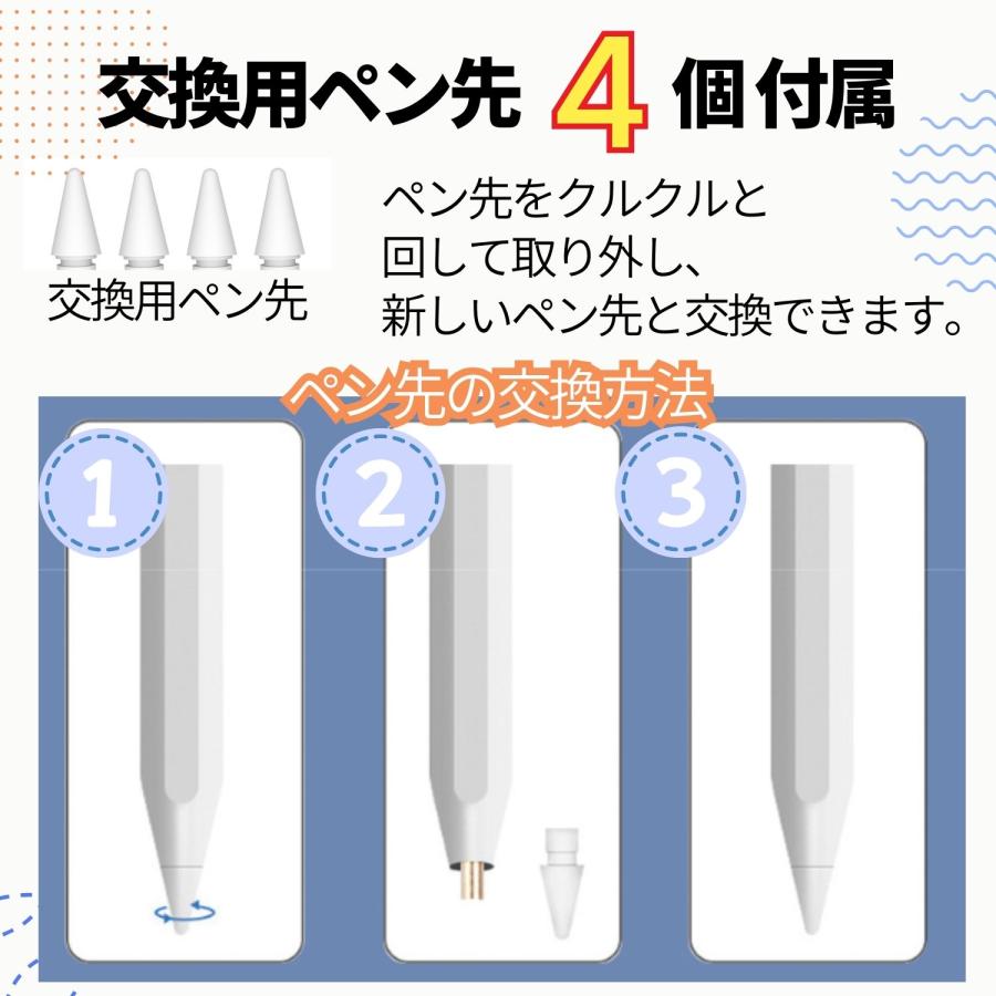 タッチペン iPad スタイラスペン 残量表示 傾き感知 細い Air Pro mini