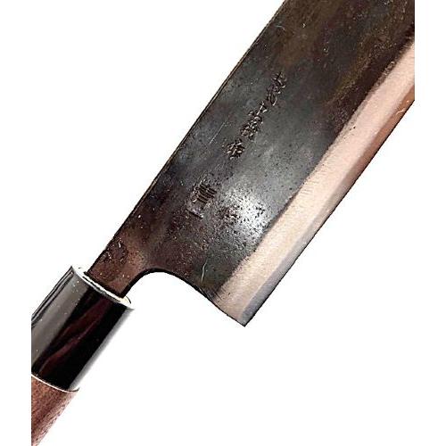土佐打刃物 忠義作 菜切包丁 165mm 青鋼一号 黒打 両刃 クルミ柄 日本