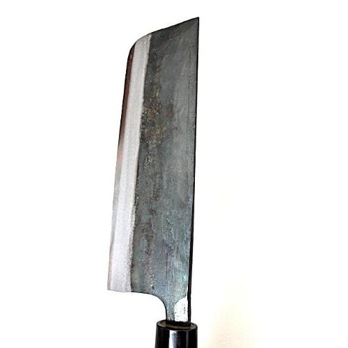 土佐打刃物 忠義作 菜切包丁 165mm 青鋼一号 黒打 両刃 クルミ柄 日本
