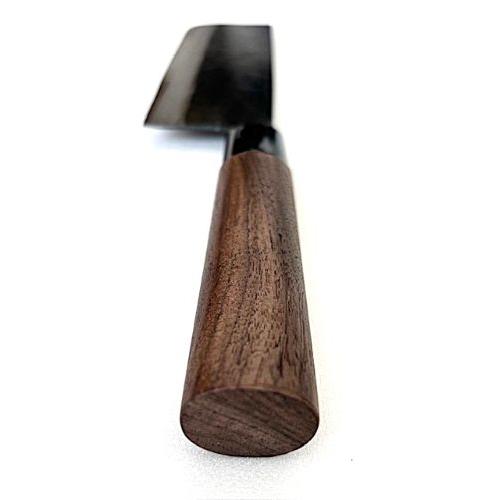 土佐打刃物 忠義作 菜切包丁 165mm 青鋼一号 黒打 両刃 クルミ柄 日本