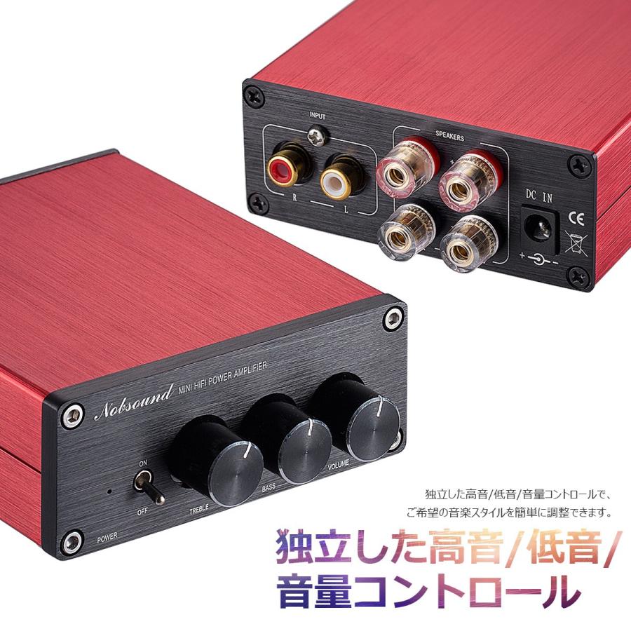 Nobsound Hi-Fi 200W デジタルパワーアンプ ステレオアンプ トレブル