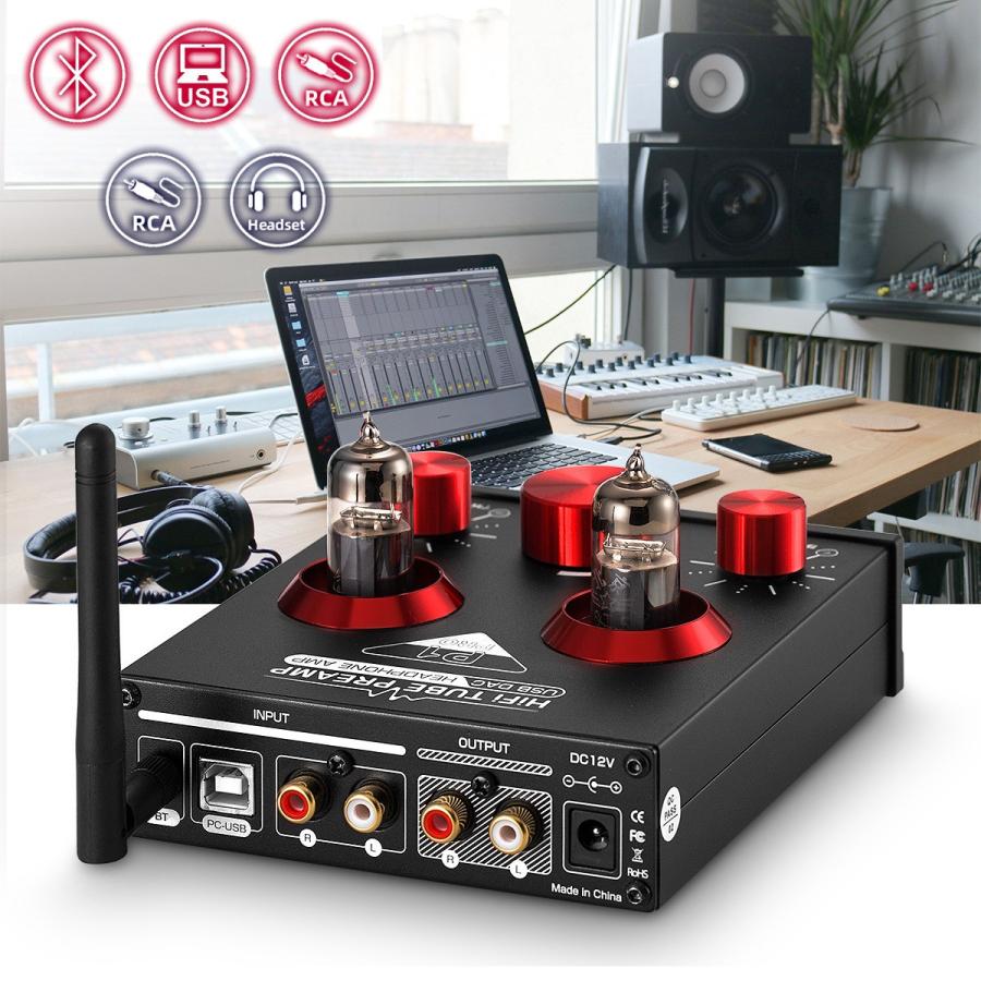 Amplificateur HiFi Bluetooth 5.0 Nobsound G6 - Tube Valve 160W X 2, USB DAC APTX-HD, Amplificateur Audio Stéréo