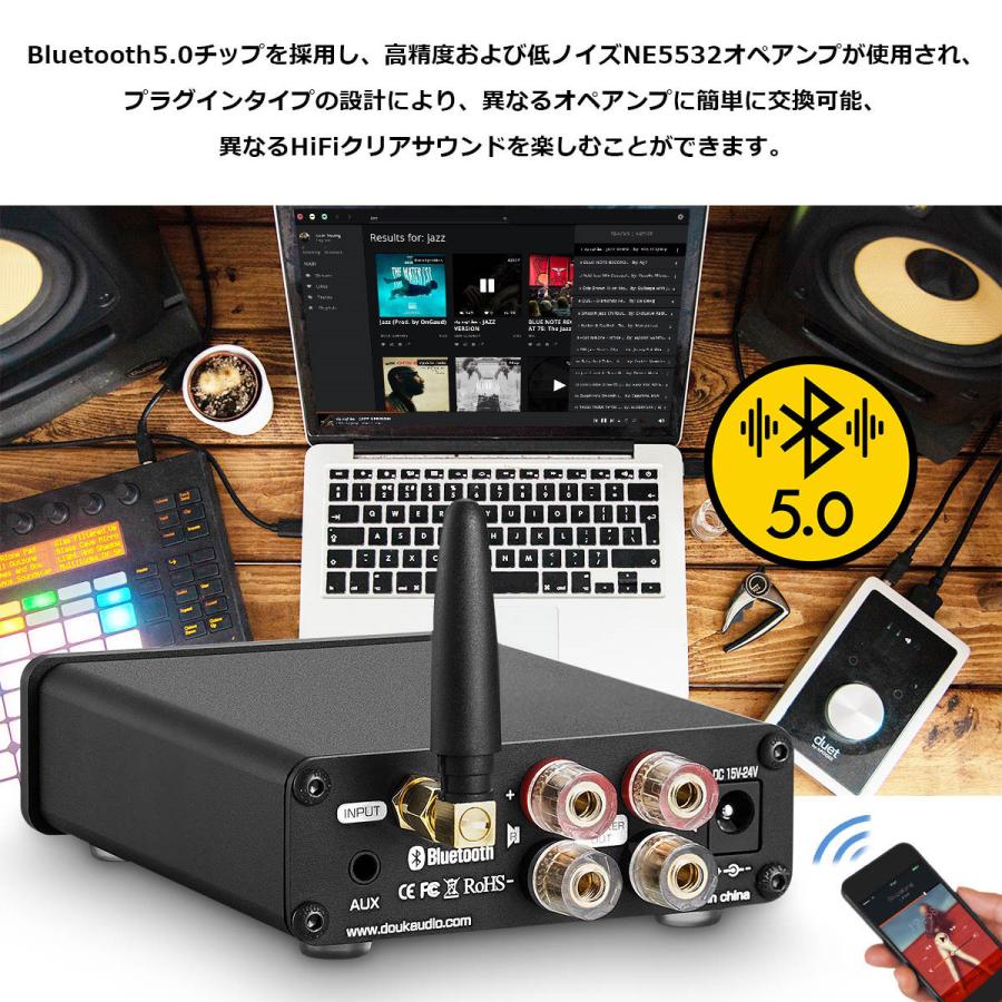 Douk Audio G5 HiFi Bluetooth 5.0 デジタル パワーアンプ Mini Douk Audio G5 HiFi Bluetooth 5.0 デジタル パワーアンプ Mini