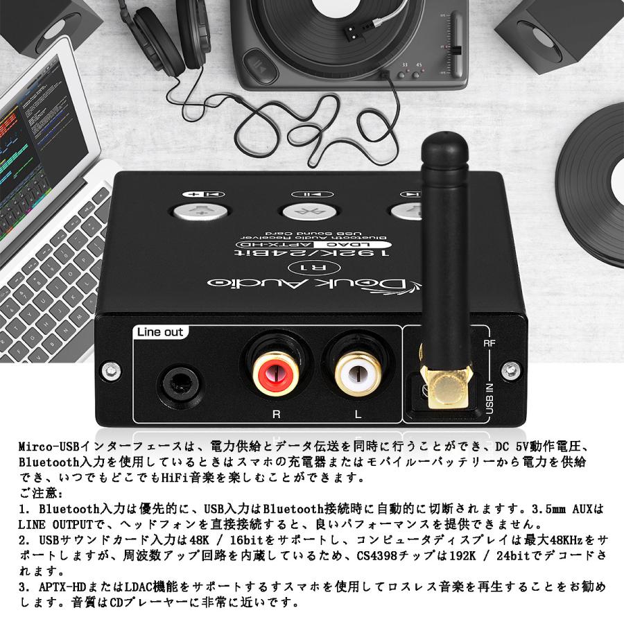Mini Bluetooth 5.0 ステレオ レシーバー USB DAC D / A コンバーター