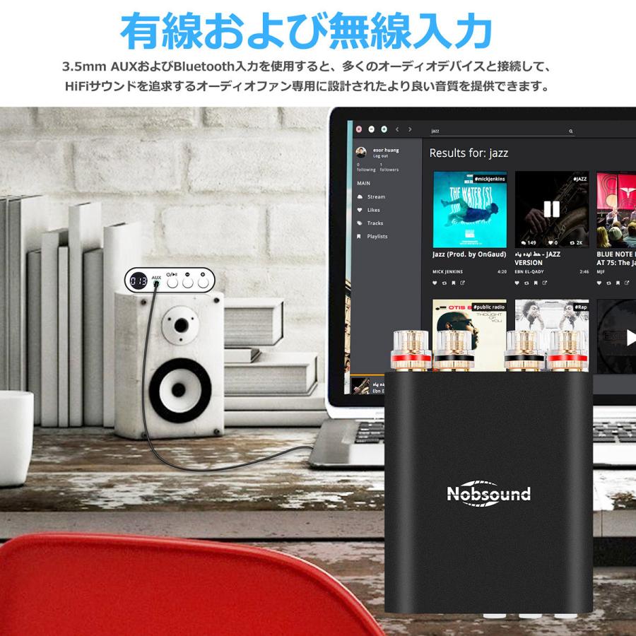 Nobsound TA-21 Mini Bluetooth 5.0 DSP デジタルアンプ TPA3221