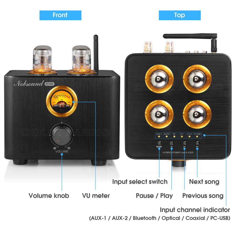 Nobsound B100 Bluetooth 5.0 真空管アンプ USB DAC COAX/OPT Nobsound B100 Bluetooth 5.0 真空管アンプ USB DAC COAX/OPT