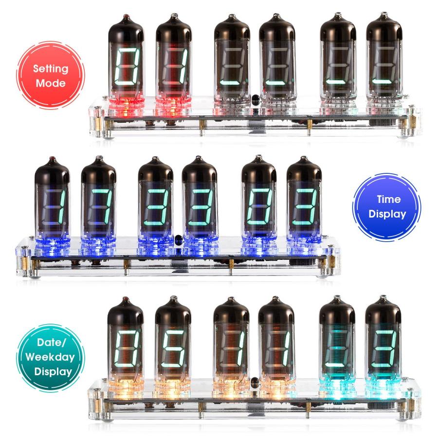 サ*ワ様 ニキシー管　CD66　7本セット 真空放電の暖かい光を放つニキシー管置き時計。大人の豊かさと余裕を