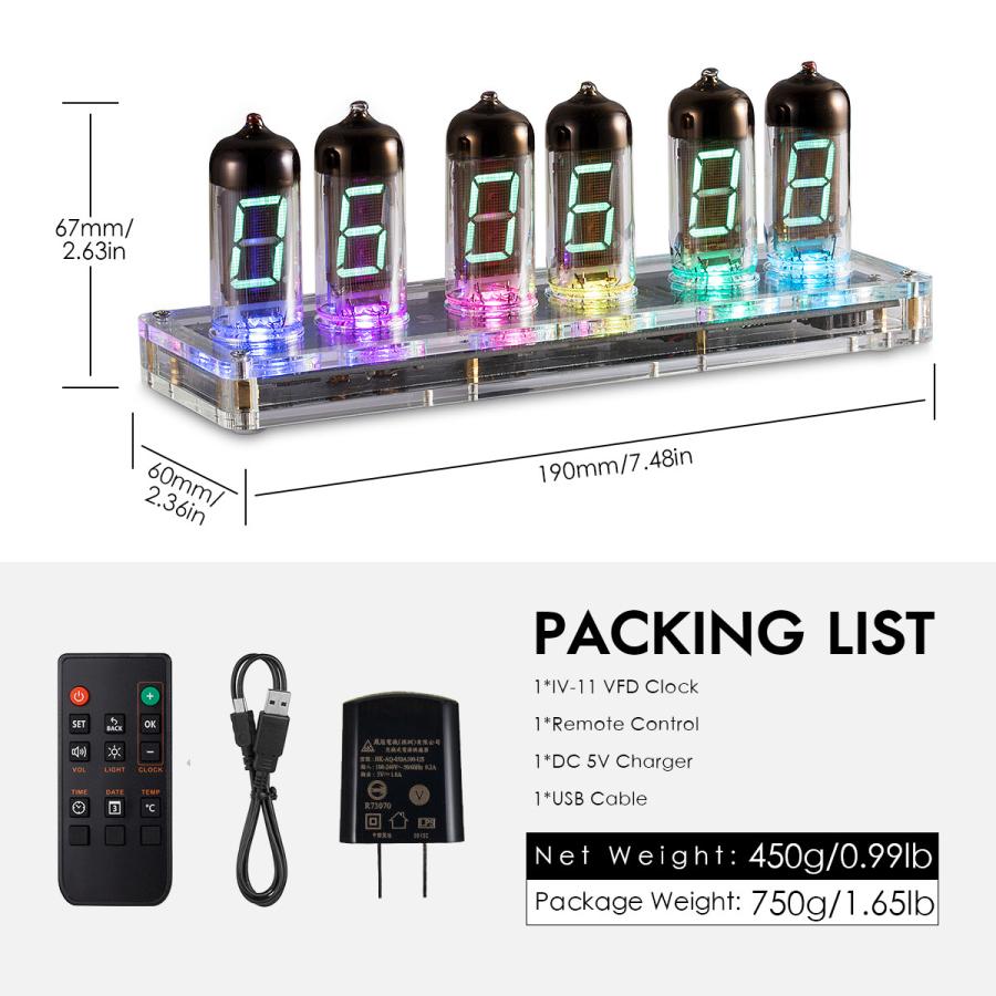 Retro Desk 6×IV-11(ИВ-11) ニキシー管 VFD 目覚まし時計 Retro Desk 6×IV-11(ИВ-11) ニキシー管 VFD 目覚まし時計