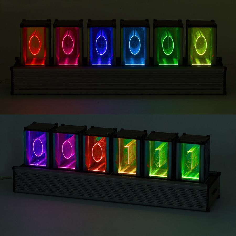 現代 デジタル RGB 非真空管時計 6桁 カラフル LED時計 レトロ 現代 デジタル RGB 非真空管時計 6桁 カラフル LED時計 レトロ