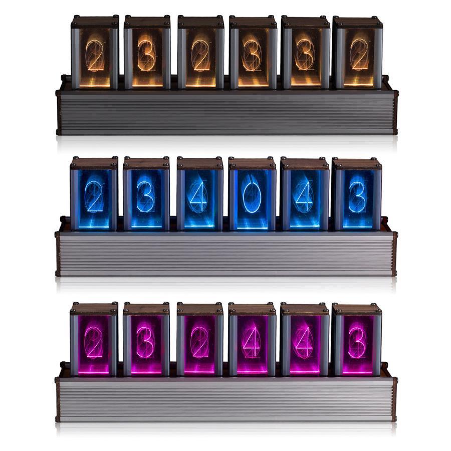 現代 デジタル RGB 非真空管時計 6桁 カラフル LED時計 レトロ 現代 デジタル RGB 非真空管時計 6桁 カラフル LED時計 レトロ