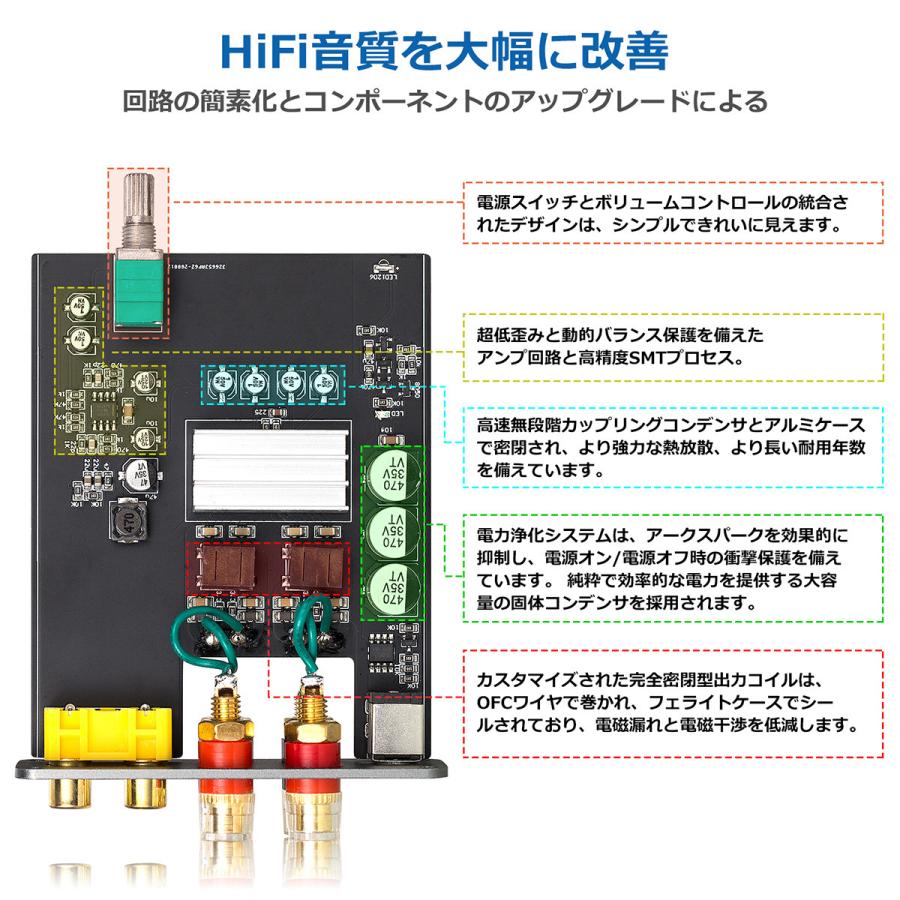 パワーアンプ Douk Audio Mini デジタル パワーアンプ HiFi TPA3116 ステレオ 2.0