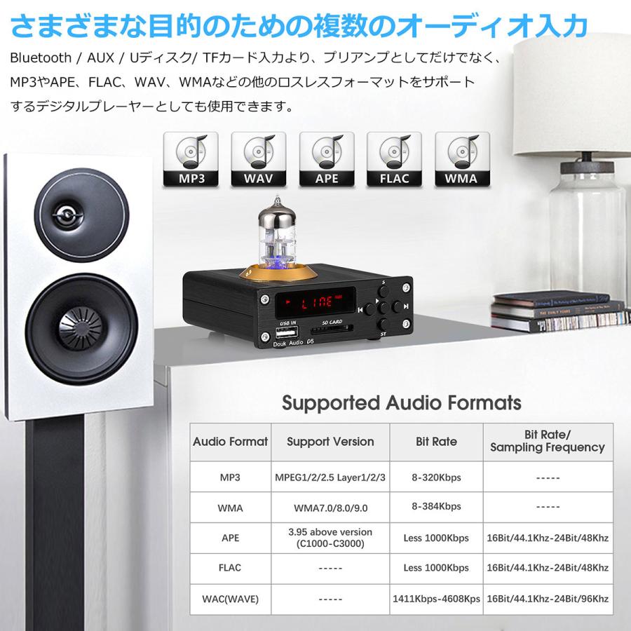 DOUK AUDIO D5 6N3 MINI プリアンプ Bluetooth 5.0 レシーバー USB