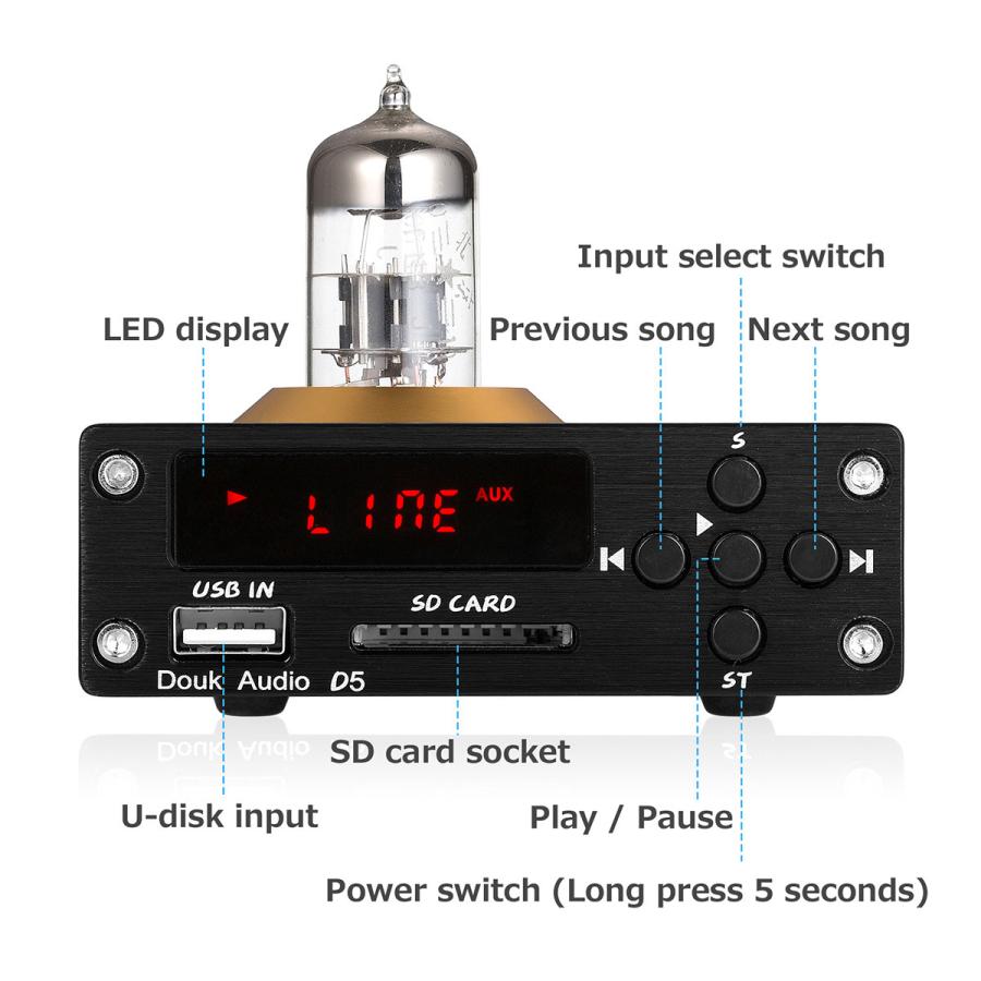 DOUK AUDIO D5 6N3 MINI プリアンプ Bluetooth 5.0 レシーバー USB