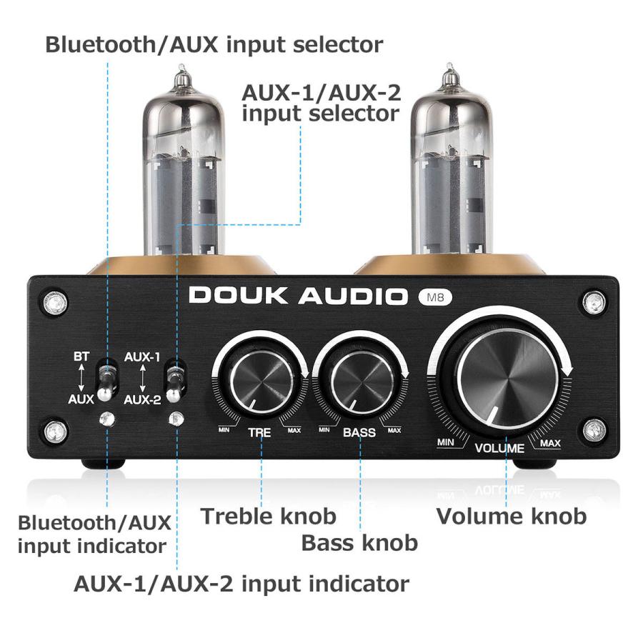 DOUK AUDIO M8 6K4 QCC3003 HiFi Bluetooth 5.0 真空管 パワーアンプ デスクトップ ステレオ オーディオアンプ 50W×2｜tysj-online｜16