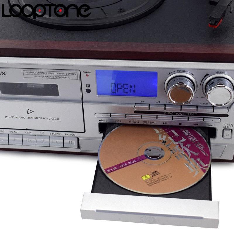 Bluetooth Turntable LPレコードプレーヤー CD カセット ラジオ