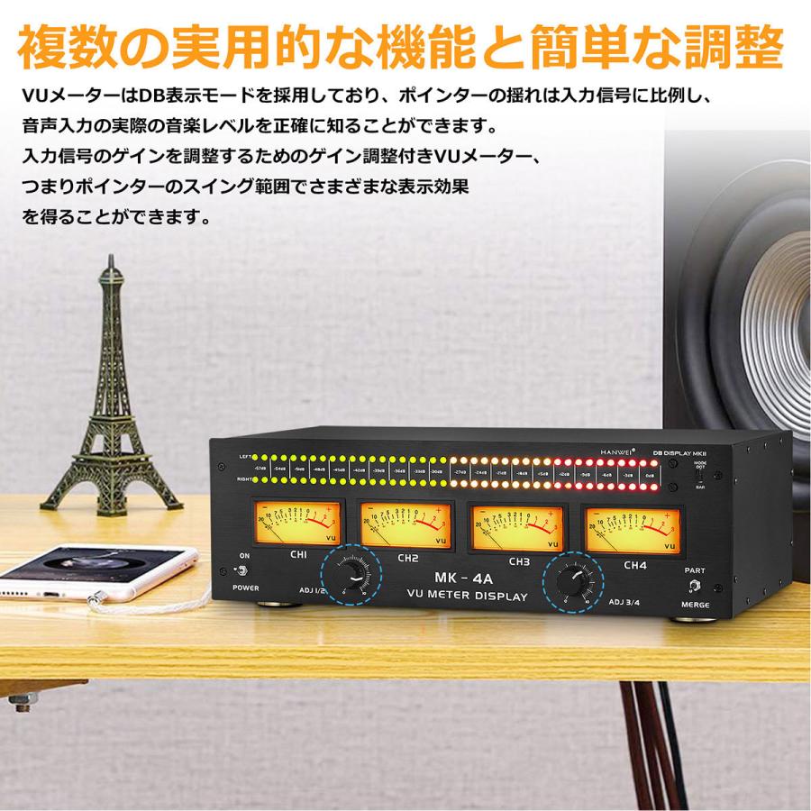4つ アナログVUメーター + サウンドレベルインジケーター DB 4つ アナログVUメーター + サウンドレベルインジケーター DB