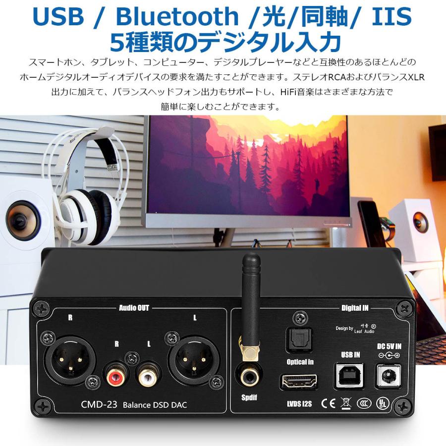 HiFi CSR8675 Bluetooth 5.0 DSD512 DOP XMOS LDAC レシーバー USB DAC