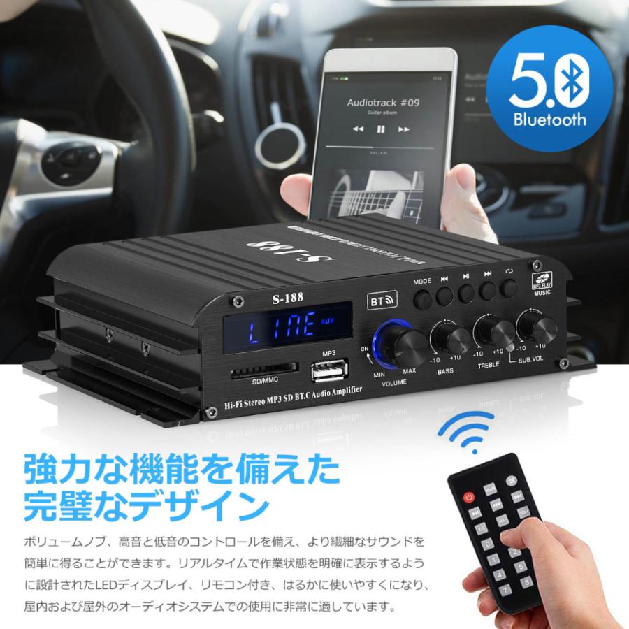Mini 2.1CH Bluetooth ステレオ オーディオアンプ レシーバー ホーム