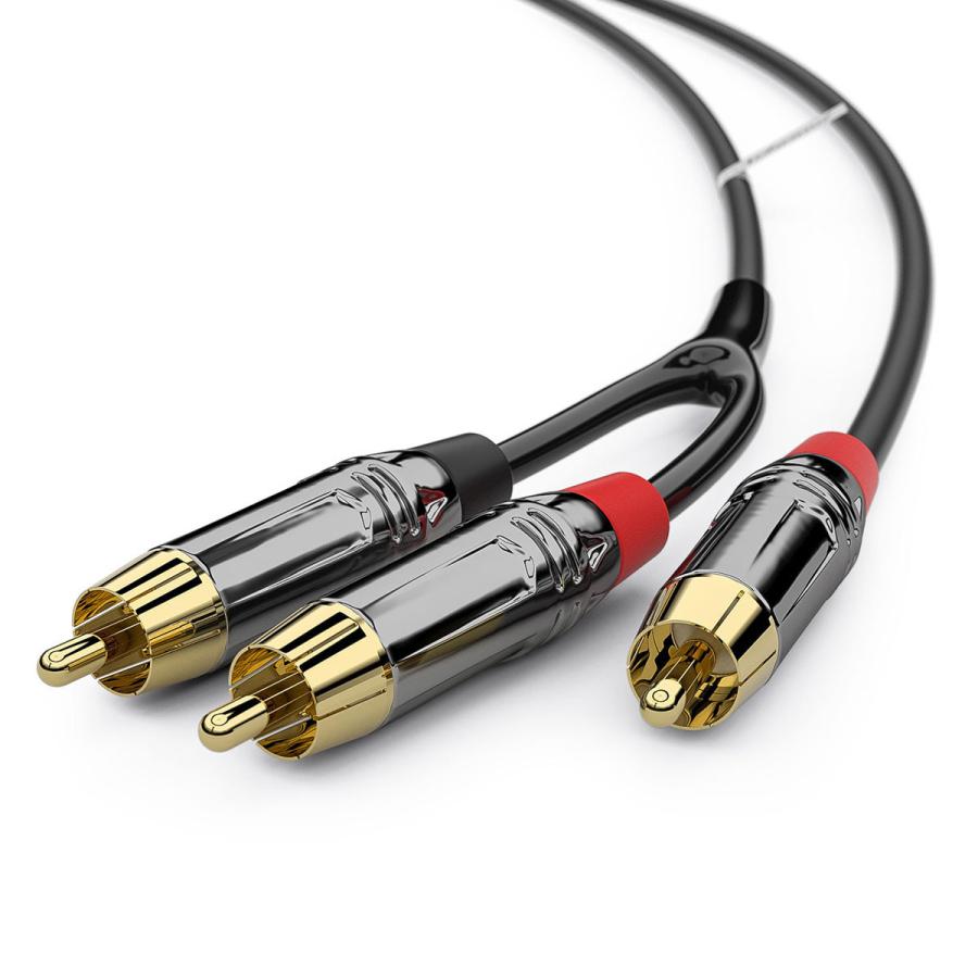 Nobsound Douk Audio OFC RCAケーブル 1 RCA to 2 RCA ステレオオーディオ変換ケーブル Y分配ケーブル 24K金メッキ端子 2M｜tysj-online｜02