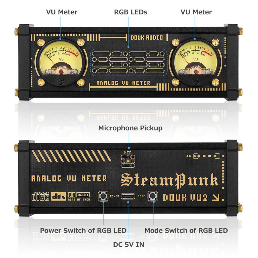 Retro Elekstube デュアル アナログ VUメーター RGB サウンドレベルインジケーター DB パネルディスプレイ｜tysj-online｜07