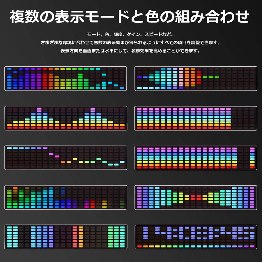 ポータブル RGB LED サウンドレベルメーター クロック MIC
