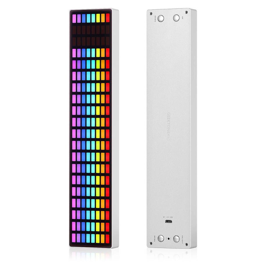 ポータブル RGB LED サウンドレベルメーター クロック MIC