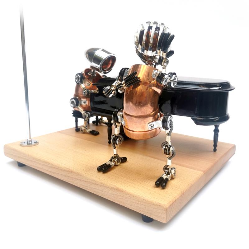 LED ロボット 金属 装飾 手作り オルゴール テーブルナイト ライト デスクトップ ギフト