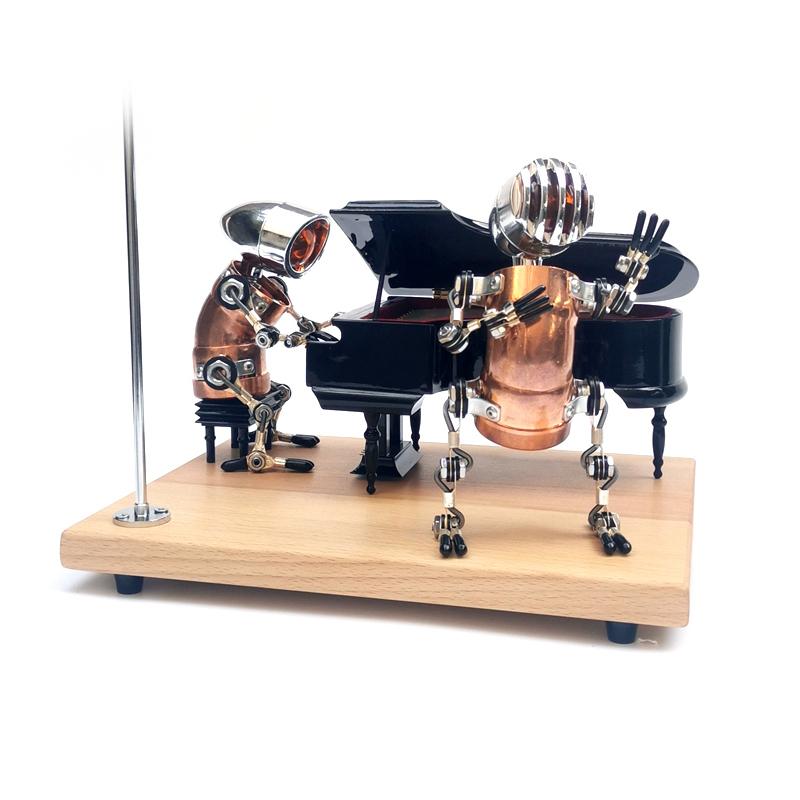 LED ロボット 金属 装飾 手作り オルゴール テーブルナイト ライト デスクトップ ギフトの画像