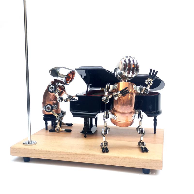 LED ロボット 金属 装飾 手作り オルゴール テーブルナイト ライト デスクトップ ギフトの画像