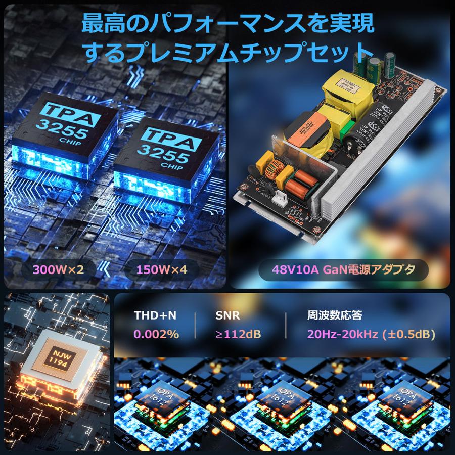 Nobsound G7 300W デジタルアンプ 2/4ch切替: TPA3255×2搭載 DMP-A6対応 VUメーター内蔵 バイパスモード 臨界聴取用 オーディオマニア向けの画像