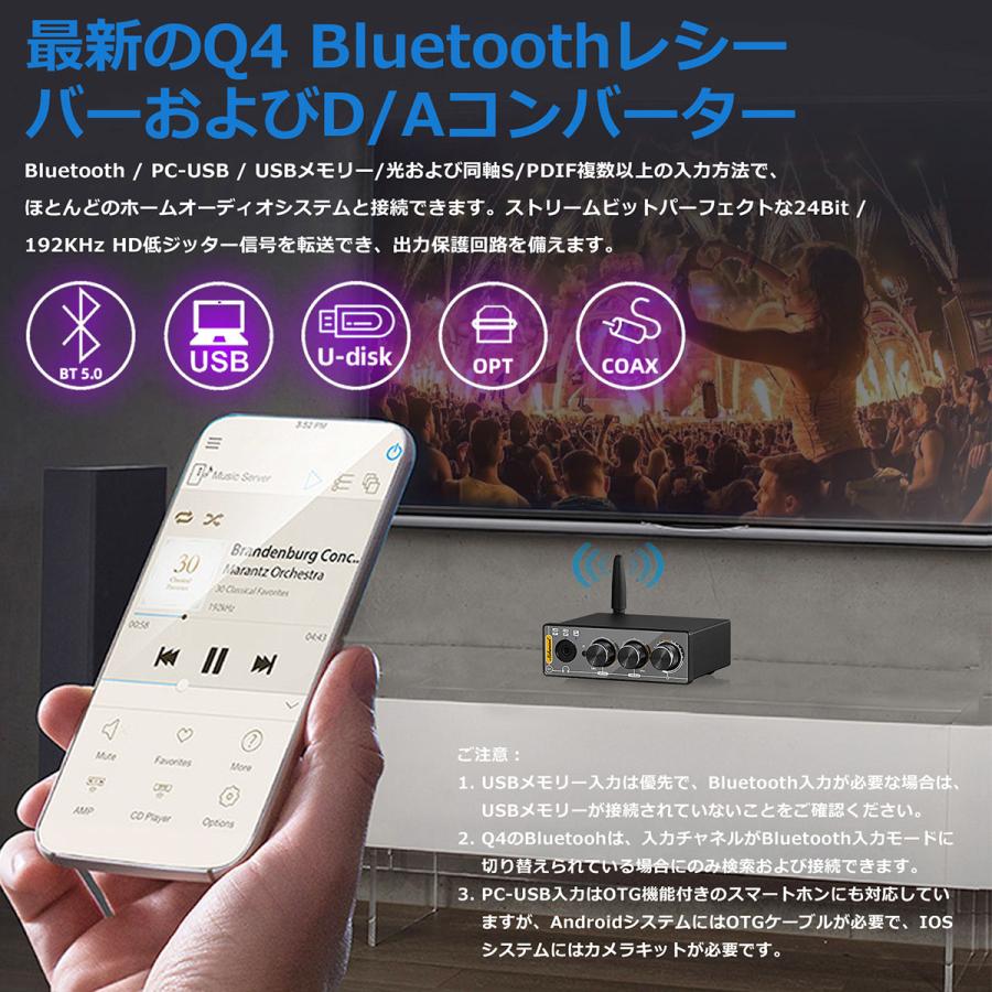 Nobsound Q4 192K Mini Bluetooth 5.0 ステレオ レシーバー USB Nobsound Q4 192K Mini Bluetooth 5.0 ステレオ レシーバー USB