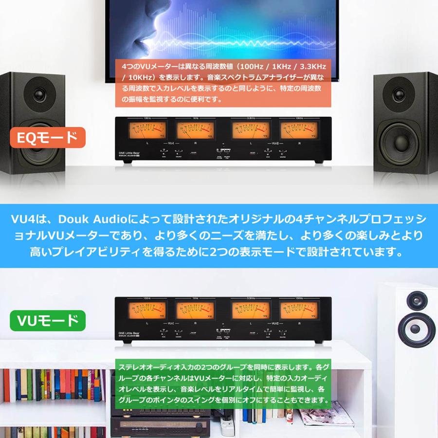 MIC LINE アナログ 4つ VUメーター サウンド レベル ディスプレイ RCA XLRアダプター オーディオ スプリッター セレクター｜tysj-online｜02