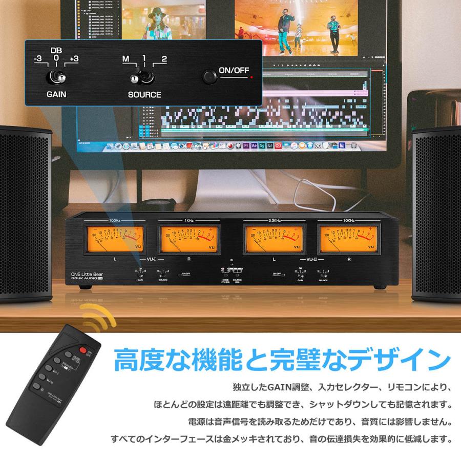 MIC LINE アナログ 4つ VUメーター サウンド レベル ディスプレイ RCA XLRアダプター オーディオ スプリッター セレクター｜tysj-online｜05