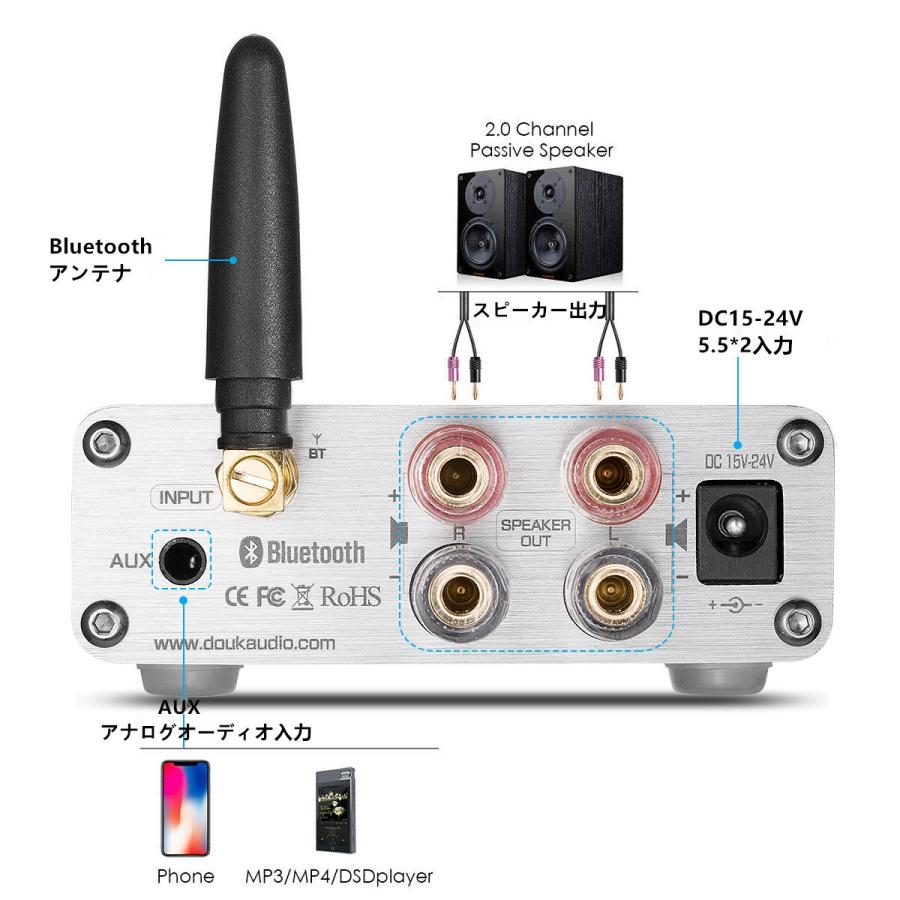 Mini TPA3116 Bluetooth 5.0 HiFi パワーアンプ ステレオ ホーム
