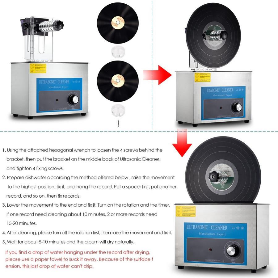 Nobsound 超音波クリーナー LPレコード リフト可能 超音波洗浄機 ディープクリーニング｜tysj-shop｜11