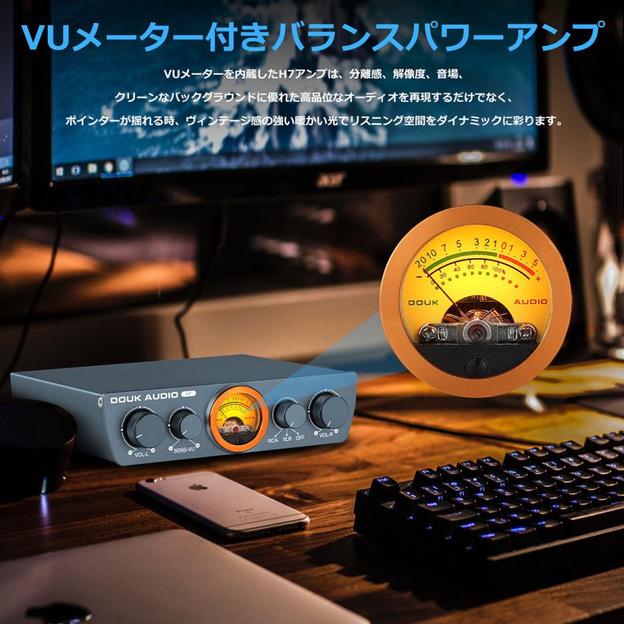 HIFI バランス XLR デジタル アンプ ホーム ステレオ スピーカー パワーアンプ VUメーター付き 300W×2｜tysj-shop｜10