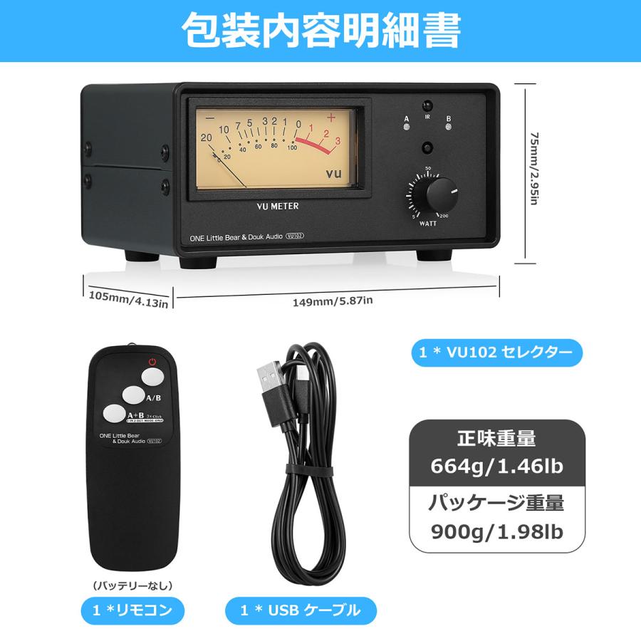 Nobsound 2 ゾーン アンプ / スピーカー セレクター ボックス VU