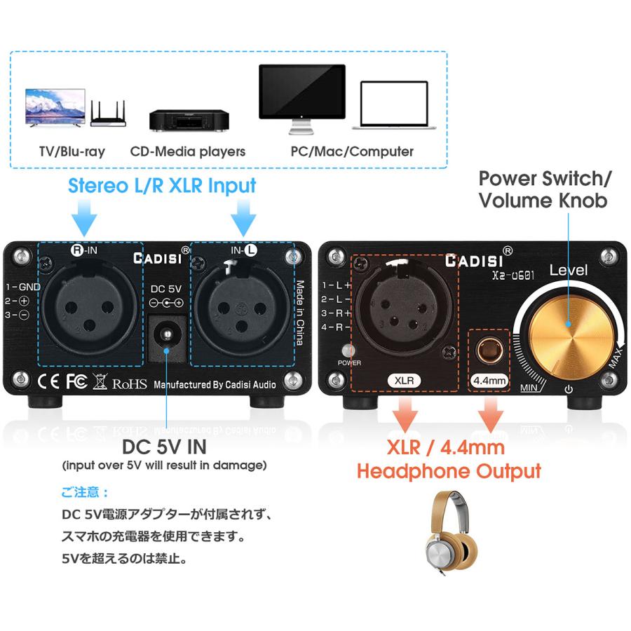 X2-u061 Mini XLR / 4.4mmヘッドセット用 フルバランス ヘッドフォンアンプ｜tysj-shop｜08