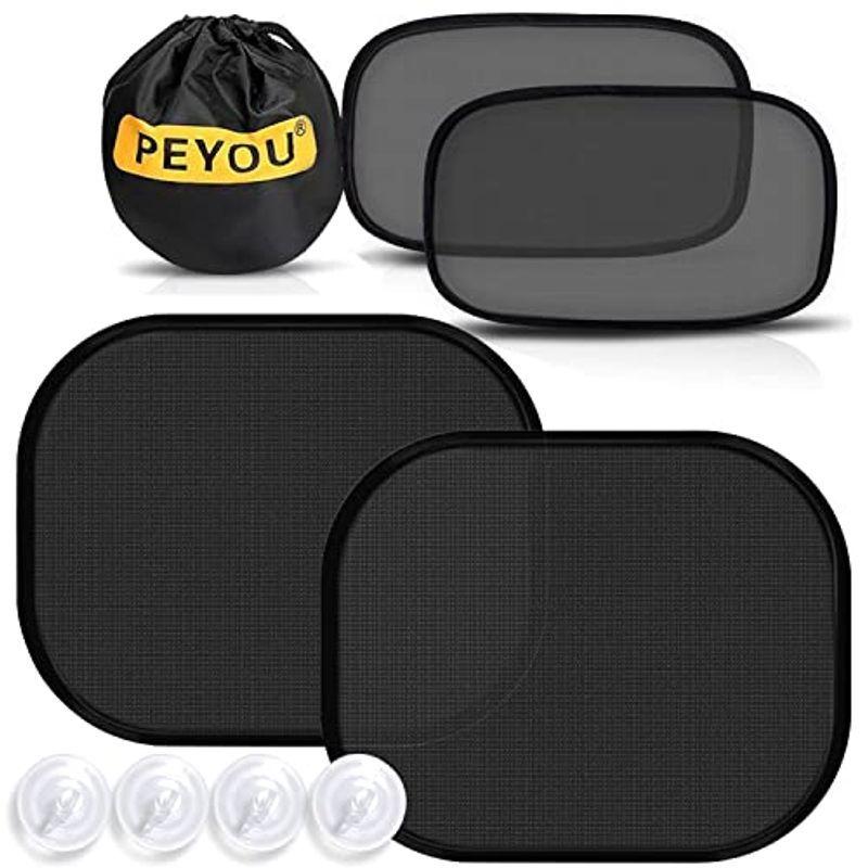 Peyou 車用サンシェード 車窓日よけ カーシェード 4枚セットと吸盤 透明タイプ２枚と半透明タイプ２枚入り 紫外線遮断 サンシェード 車 Ofhjnqwpvg 自動車 Gazelecgolfmanche Fr