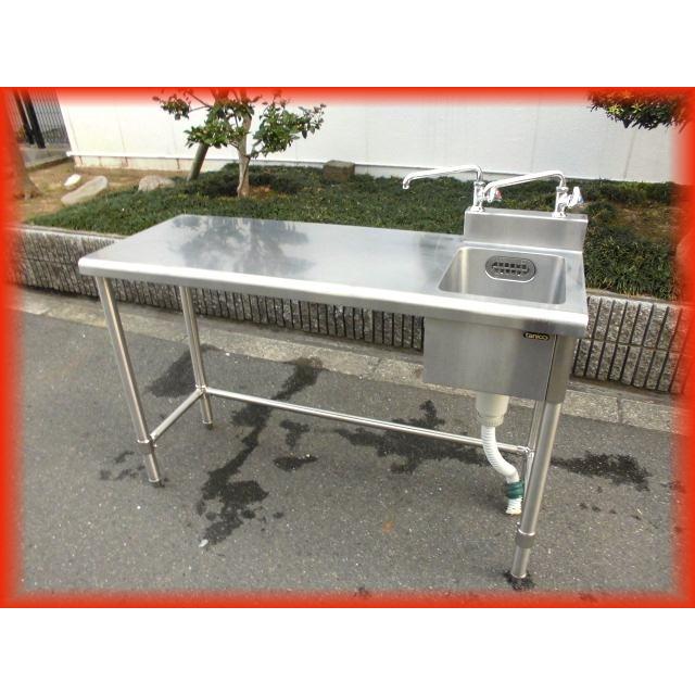 シンク付作業台 業務用 蛇口付 流し台 中古 ステンレス 1200×450mm 