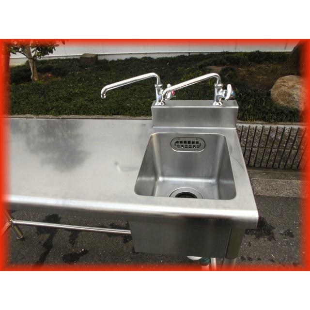 シンク付作業台 業務用 蛇口付 流し台 中古 ステンレス 1200×450mm 