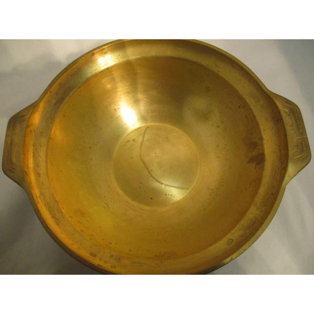 中古良品 業務用 真鍮 両手鍋 直径17ｃｍ 蓋つき 厨房小物 店舗用品 k0278の画像