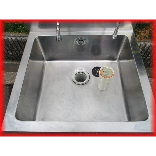 シンク 業務用1槽シンク 蛇口付 流し台 中古 ステンレス 600×600mm 訳 