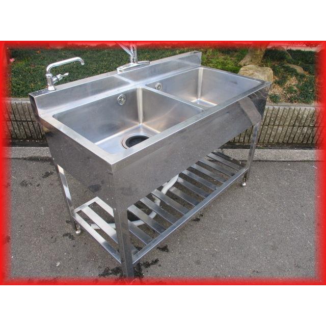 シンク 業務用 2槽シンク 流し台 ステンレス 1200×600 蛇口×2 シンク 業務用 2槽シンク 流し台 ステンレス 1200×600 蛇口×2