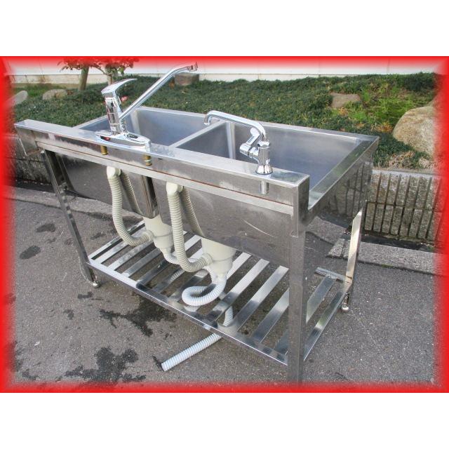 シンク 業務用 2槽シンク 流し台 ステンレス 1200×600 蛇口×2 シンク 業務用 2槽シンク 流し台 ステンレス 1200×600 蛇口×2