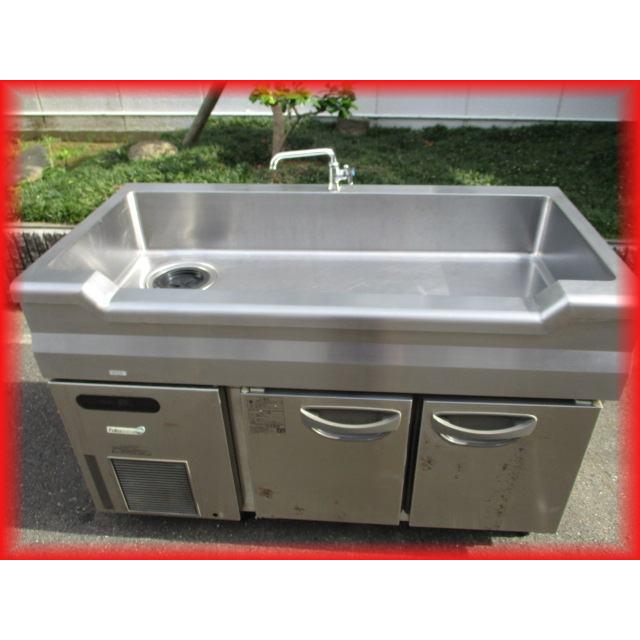 送料無料 冷蔵庫 業務用 中古 2ドア 舟形シンク付コールドテーブル