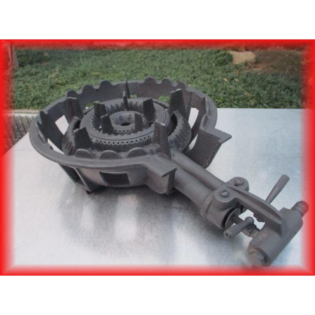 鋳物コンロ 業務用 二重 バーナー 羽付き 都市ガス 中古 13mmガス管 
