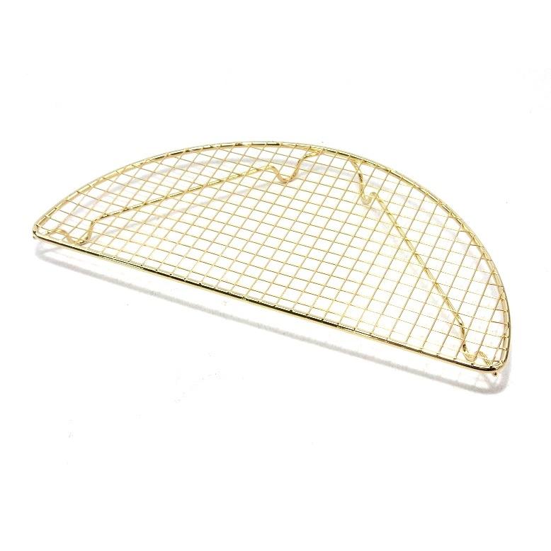 18-8 半月型とんかつ網 大 金メッキ仕上げ サイズ：約200×100×H12mm
