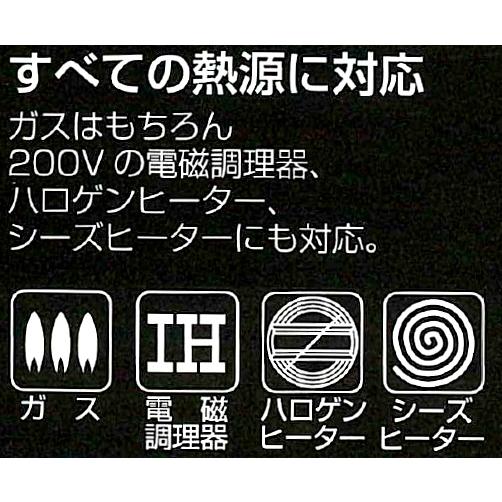 クローバー印（大屋金属）電磁モリブデン 寸胴鍋 目盛付 30cm（手付